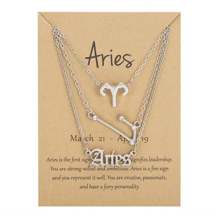 12 Zodiac Signs Layered Necklace Set