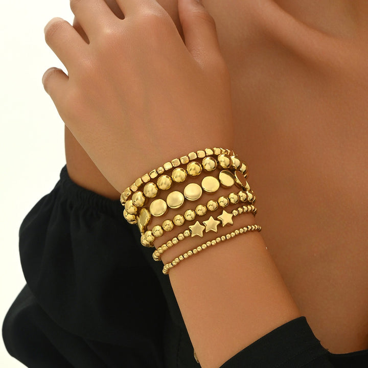 Stacked & Chic 8-Piece Gold Beaded Layering Bracelet Set