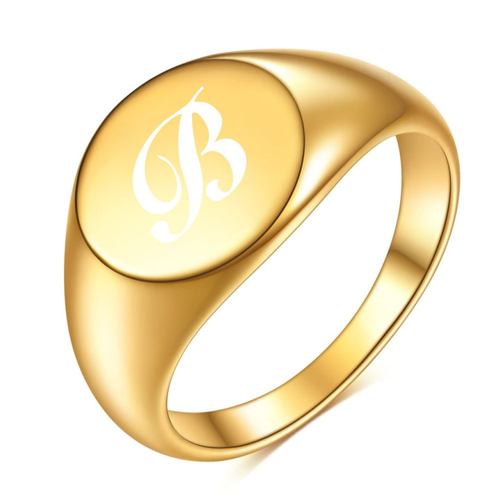 Personalized Script Initial Signet Ring