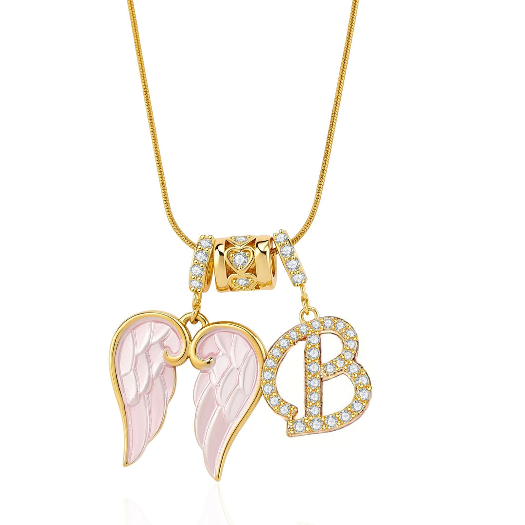 Personalized Guardian Angel Initial Necklace