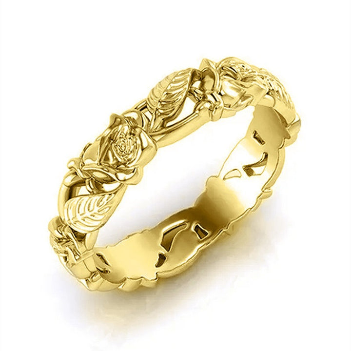 Blossom Vine S925 Silver Vintage Rose Filigree Band Ring