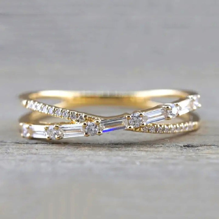 Stellar Orbit S925 Silver Interlocking Dual-Band Micro-Pavé Ring