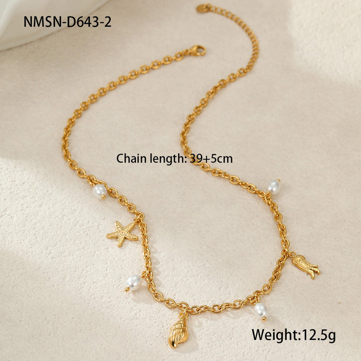 Summer Coastal Dream 18K Gold Ocean-Themed Charm Necklace