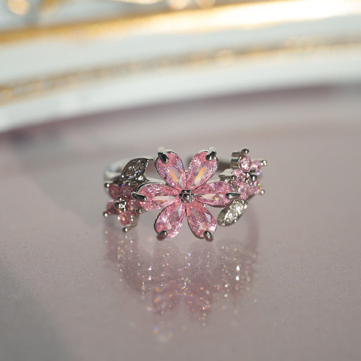 S925 Sterling Silver Marquise CZ Cluster Flower Open Ring