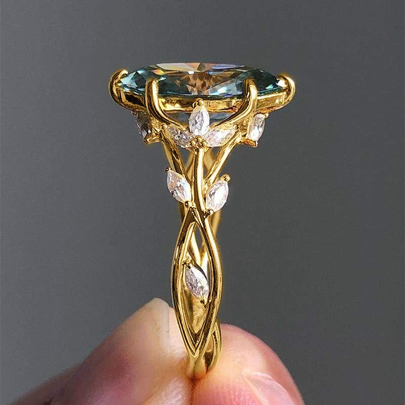 14K Gold Nature-Inspired Vine Marquise Ring