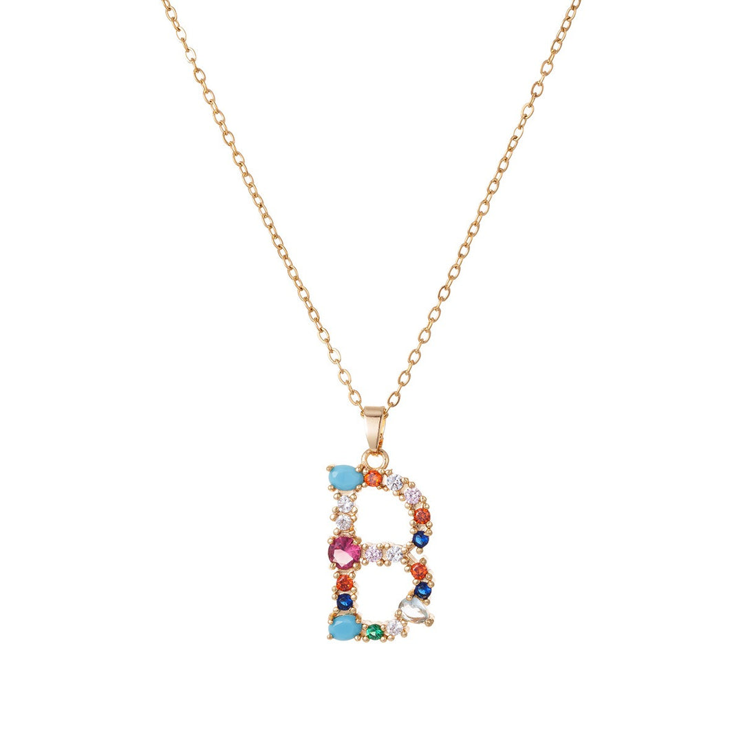 Personalized Colorful Gemstone Initial Necklace