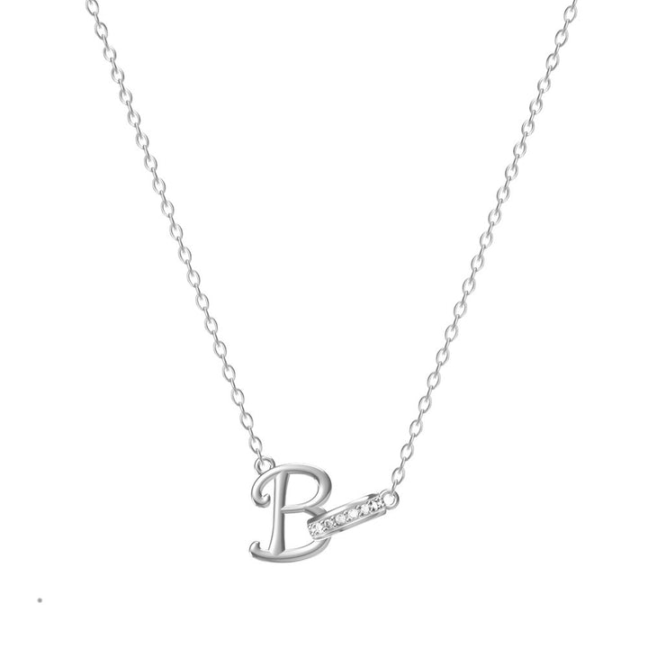 S925 Sterling Silver Micro-Pavé Ring Initial Necklace