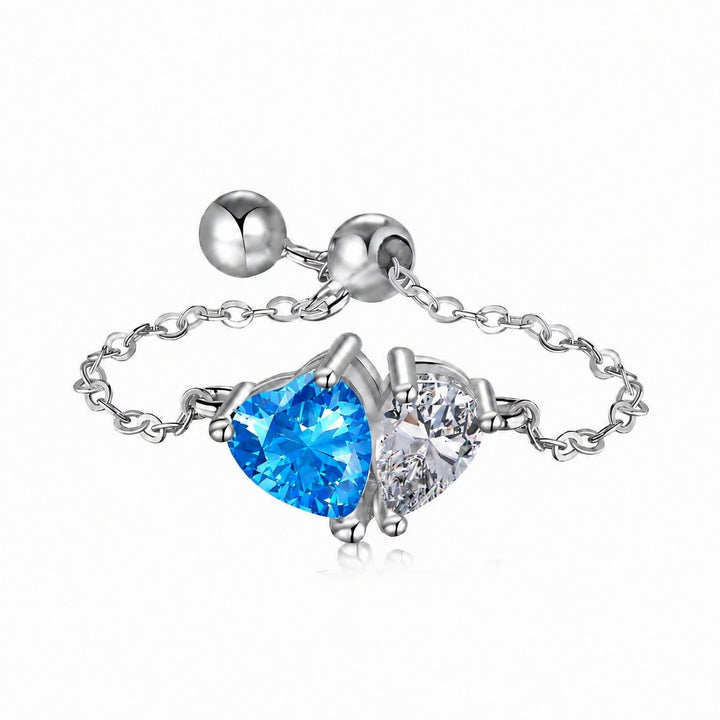 Twin Star Chain Asymmetrical Heart Emerald-Cut Chain Barbell Piercing