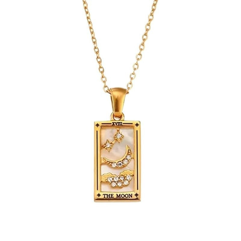 Tarot Promise 14K Gold Plated Micro-Pavé Enamel Tarot Card Necklace
