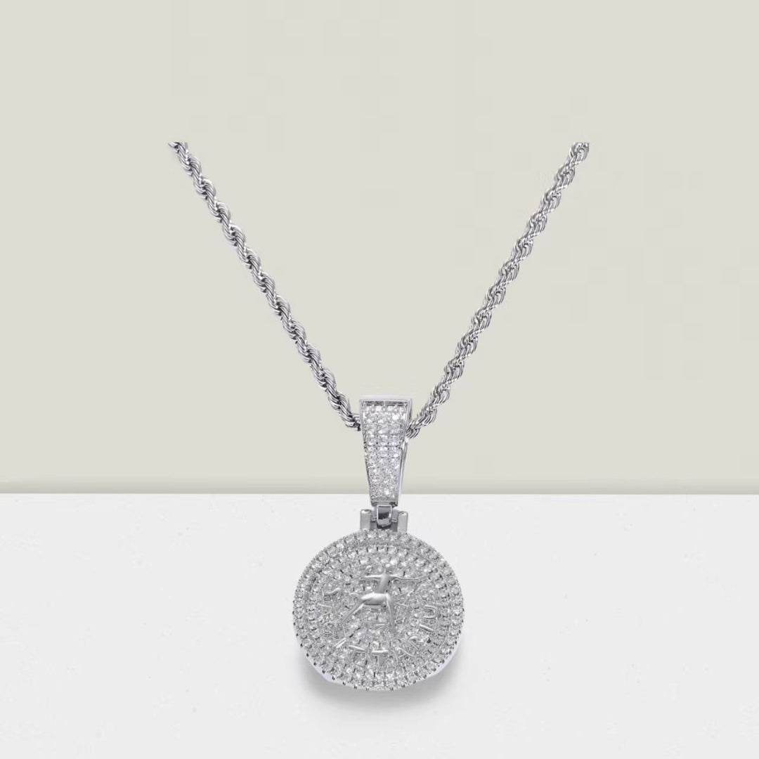 Celestial Mark 14K Gold Plated Zodiac Pavé Coin Pendant Necklace