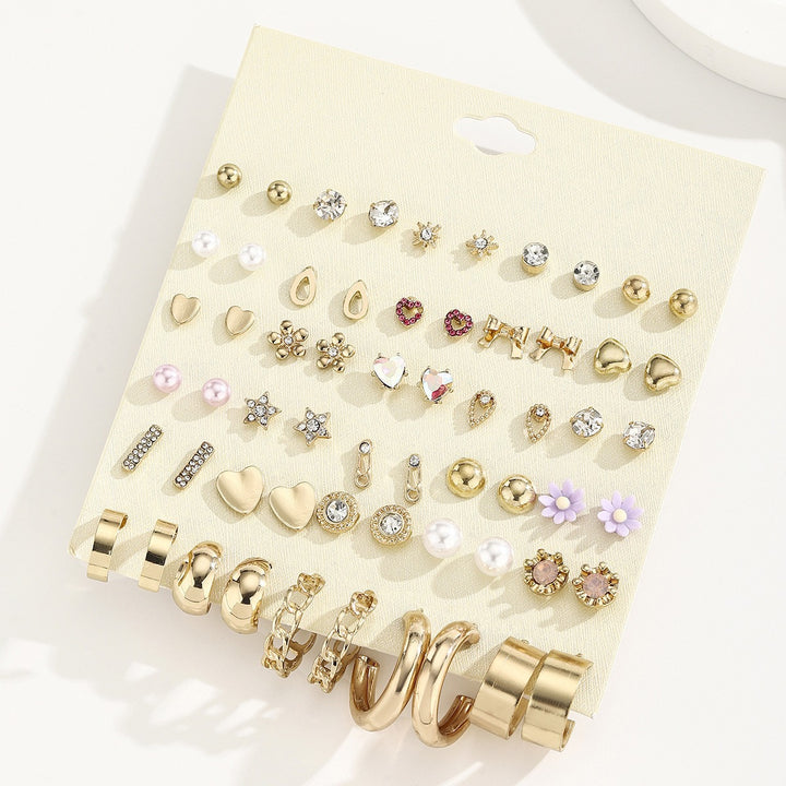 30-Piece Stud Earring Set Mix & Match Stars, Flowers & Pearls