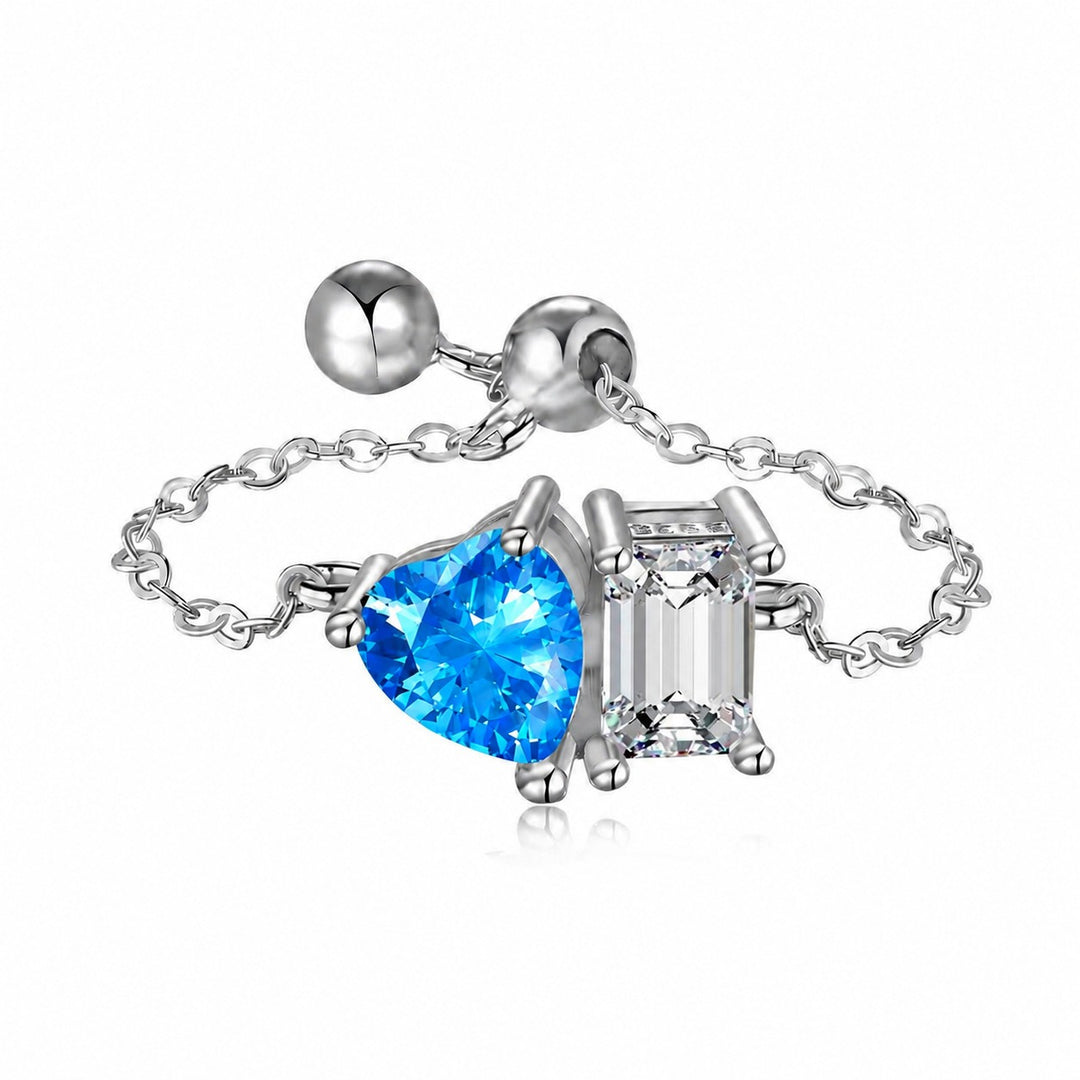 Twin Star Chain Asymmetrical Heart Emerald-Cut Chain Barbell Piercing
