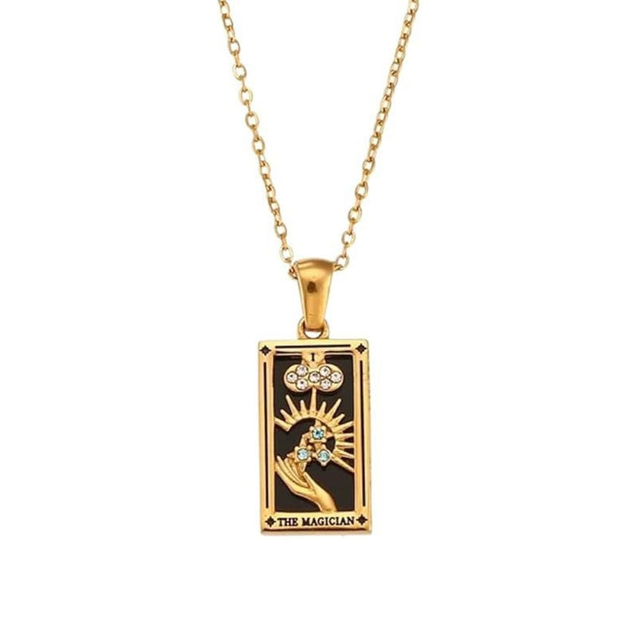 Tarot Promise 14K Gold Plated Micro-Pavé Enamel Tarot Card Necklace