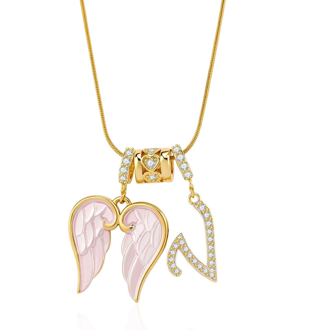 Personalized Guardian Angel Initial Necklace