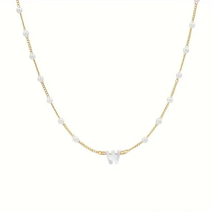 18K Gold Plated Pearl Initial Necklace