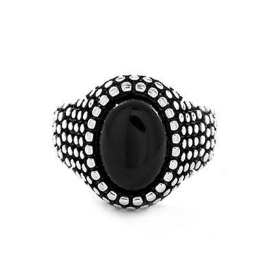 S925 Silver Black Obsidian Mesh Ring