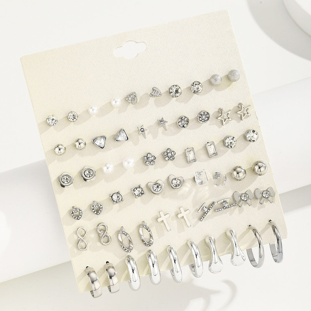30-Piece Stud Earring Set Mix & Match Stars, Flowers & Pearls