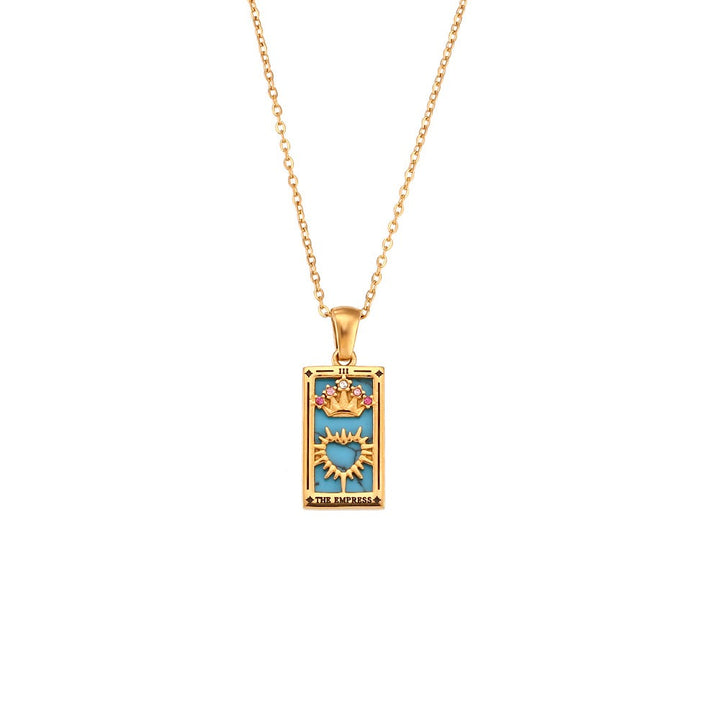 Tarot Promise 14K Gold Plated Micro-Pavé Enamel Tarot Card Necklace