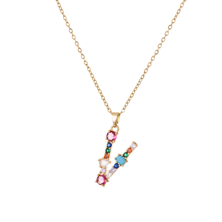 Personalized Colorful Gemstone Initial Necklace