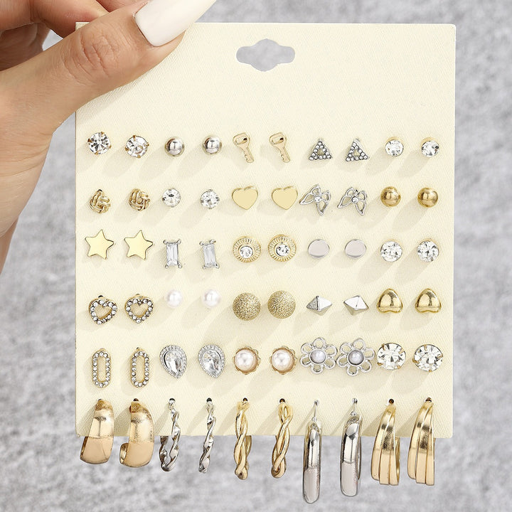 30-Piece Stud Earring Set Mix & Match Stars, Flowers & Pearls