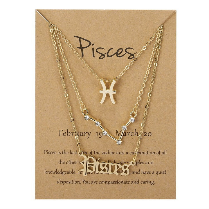 12 Zodiac Signs Layered Necklace Set