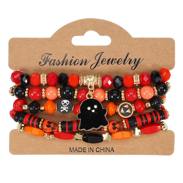 Halloween Spooky-Cute Party Multi-Layer Beaded Letter Stack Bracelet Set