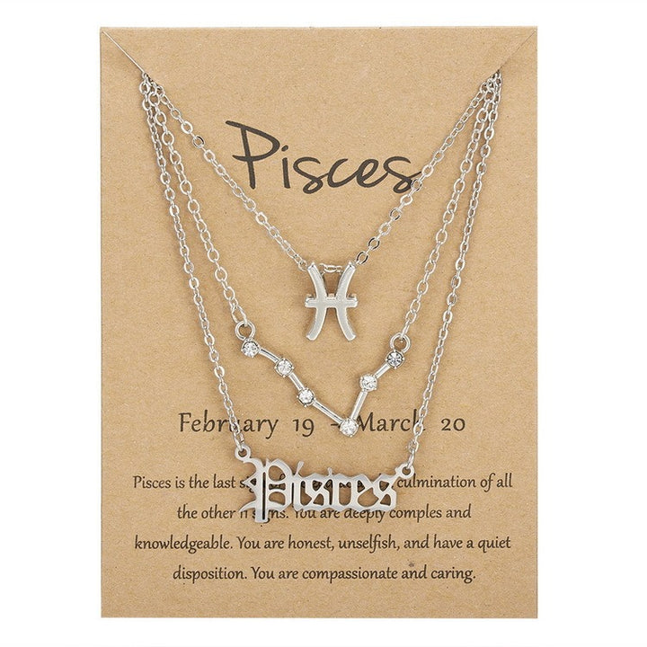12 Zodiac Signs Layered Necklace Set