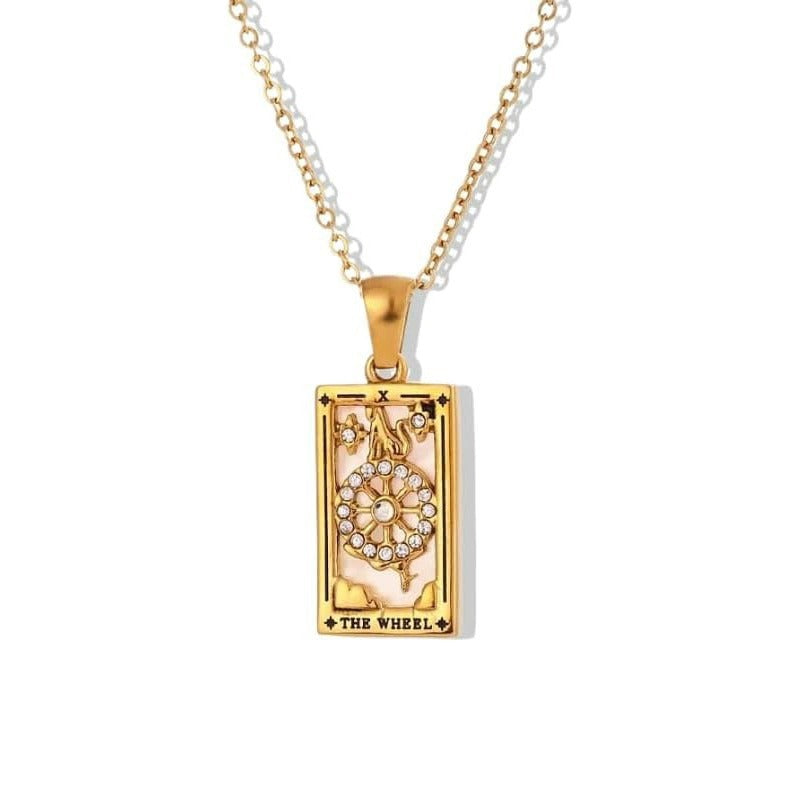 Tarot Promise 14K Gold Plated Micro-Pavé Enamel Tarot Card Necklace
