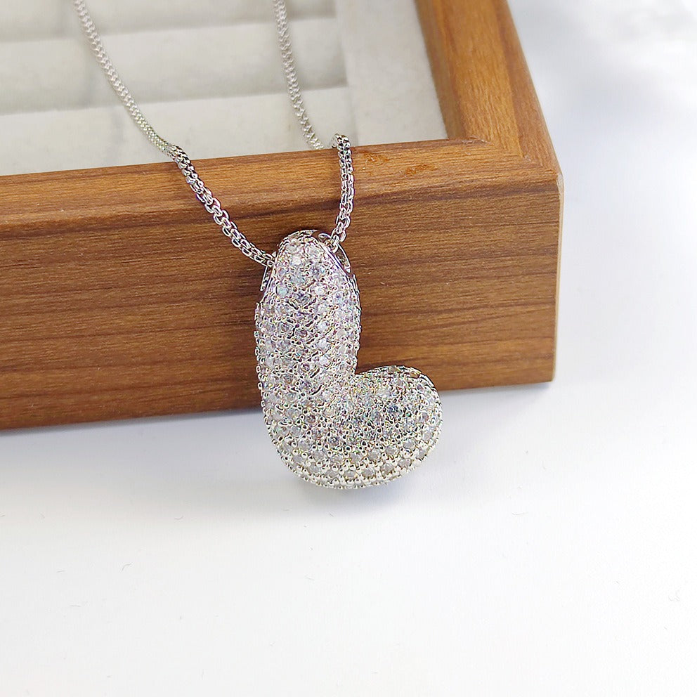 Bubble Pop Puffy 3D Micro-Pavé Crystal Letter Necklace