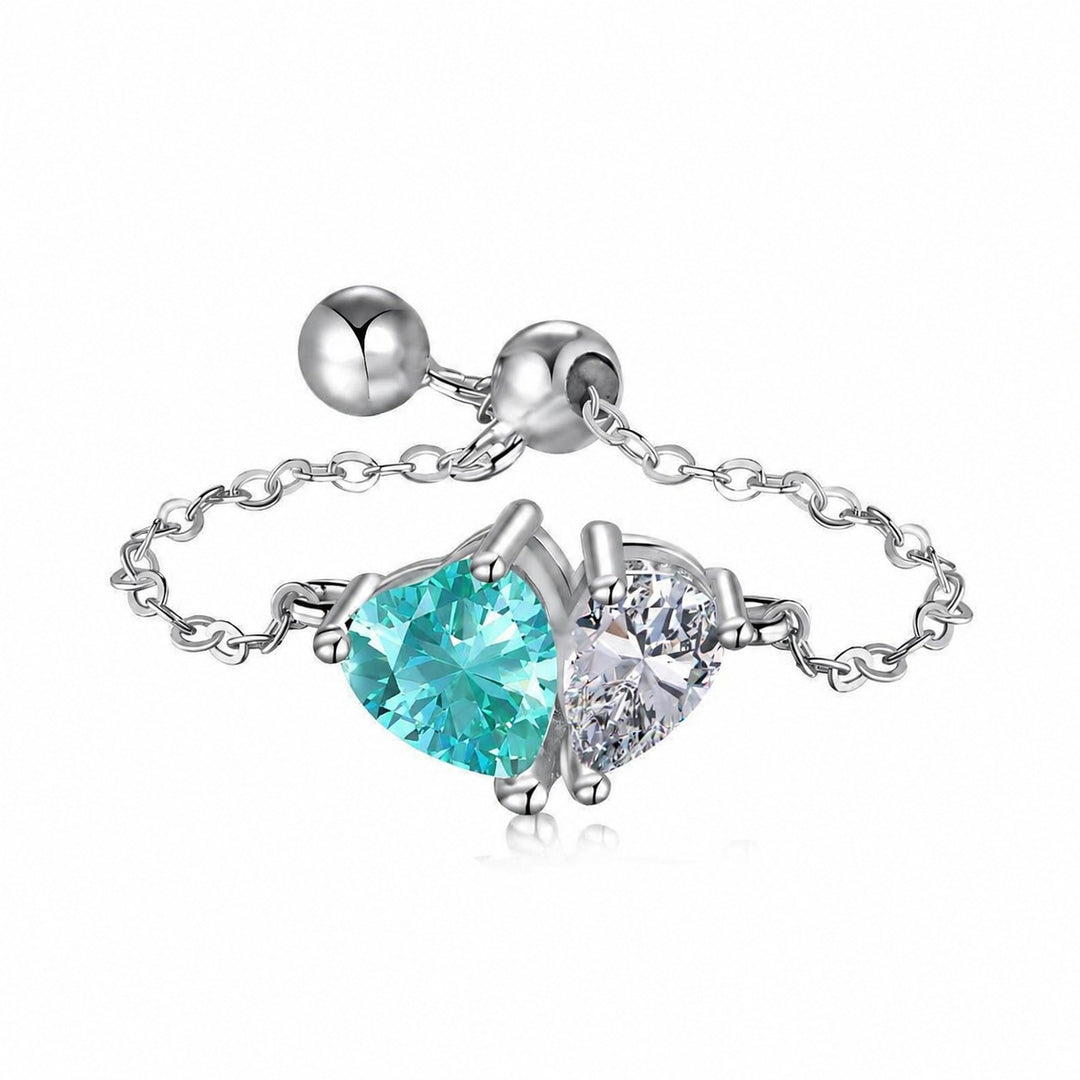 Twin Star Chain Asymmetrical Heart Emerald-Cut Chain Barbell Piercing