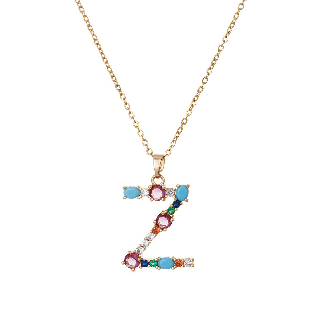 Personalized Colorful Gemstone Initial Necklace