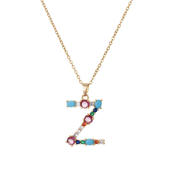 Personalized Colorful Gemstone Initial Necklace