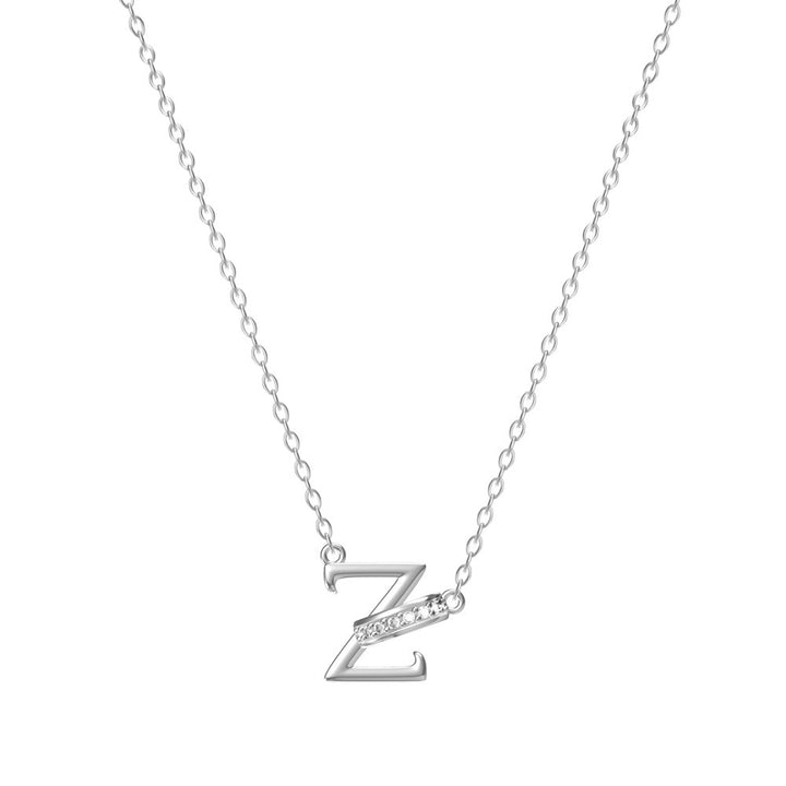 S925 Sterling Silver Micro-Pavé Ring Initial Necklace