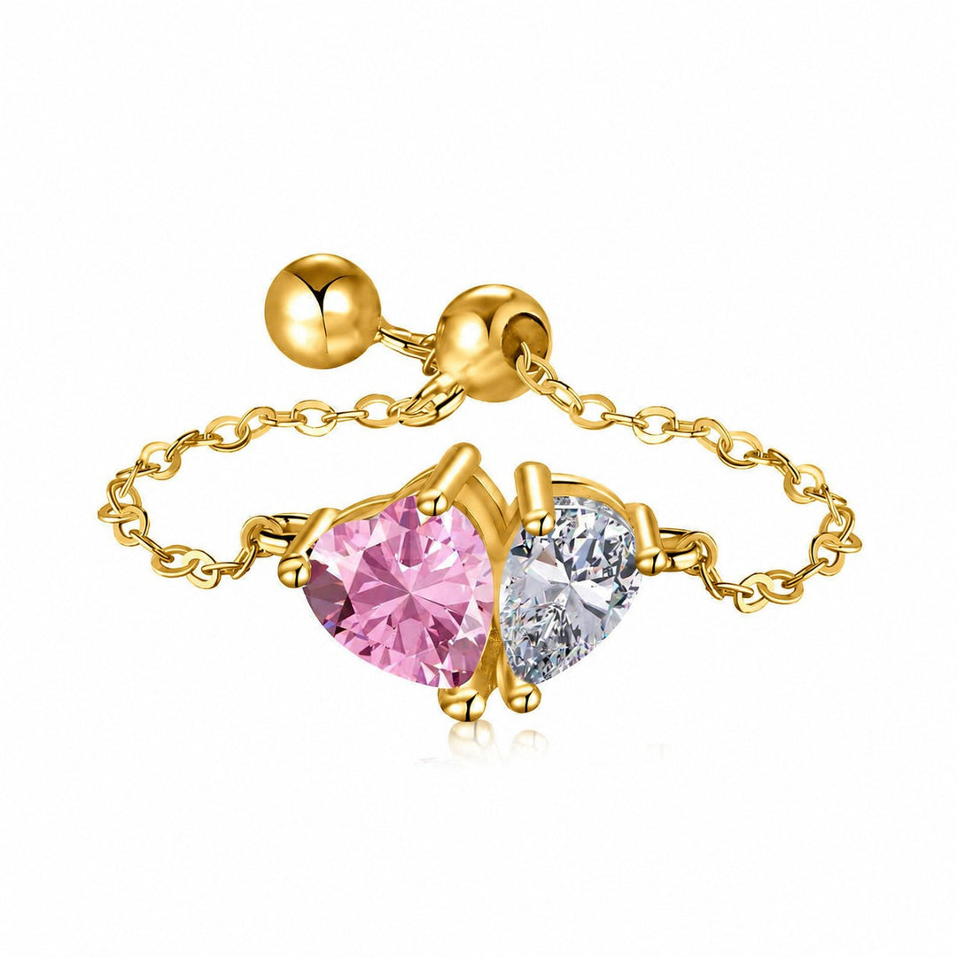 Twin Star Chain Asymmetrical Heart Emerald-Cut Chain Barbell Piercing