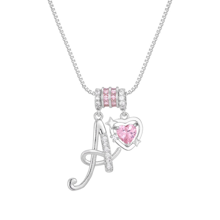 Romantic Custom · 18K Gold Plated Letter & Pink Heart DIY Necklace
