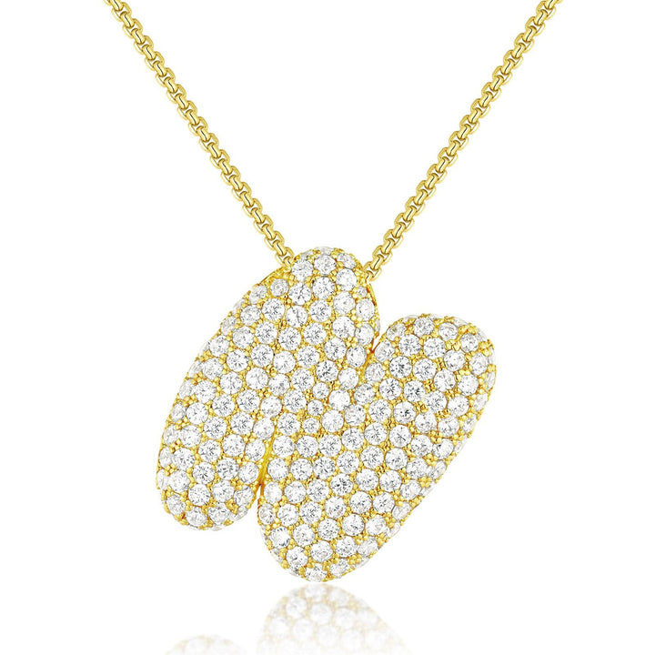 Bubble Pop Puffy 3D Micro-Pavé Crystal Letter Necklace
