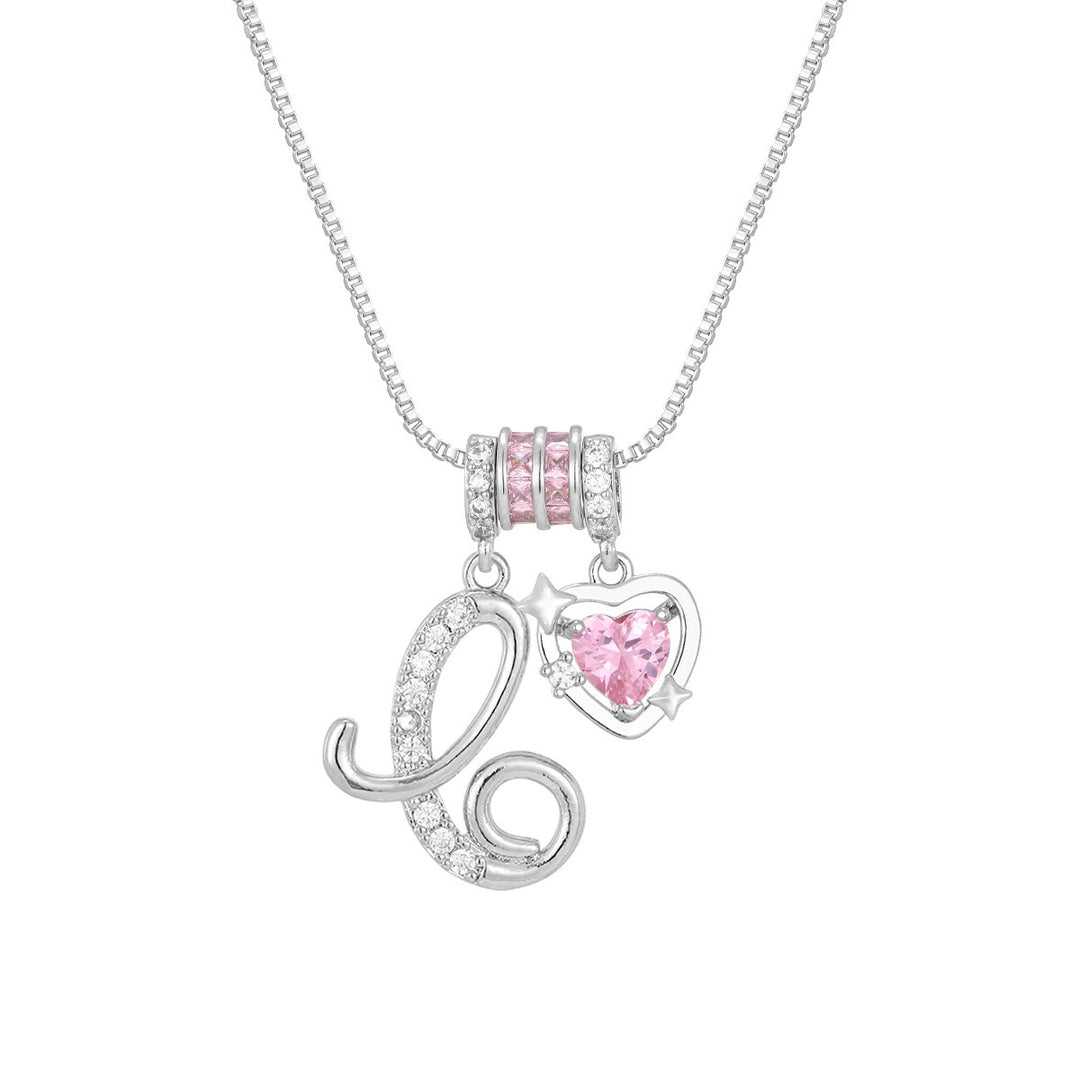 Romantic Custom · 18K Gold Plated Letter & Pink Heart DIY Necklace