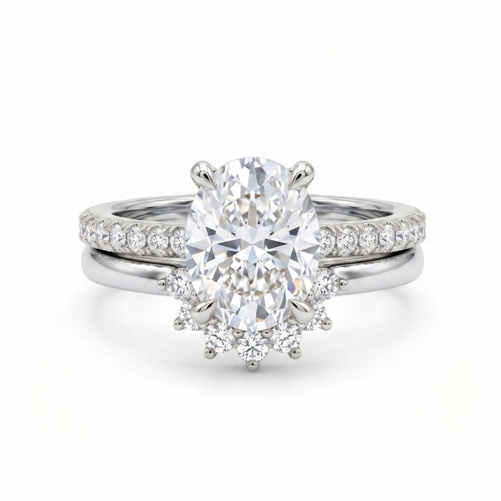 S925 Sterling Silver Classic Oval Cut Bridal Ring Set