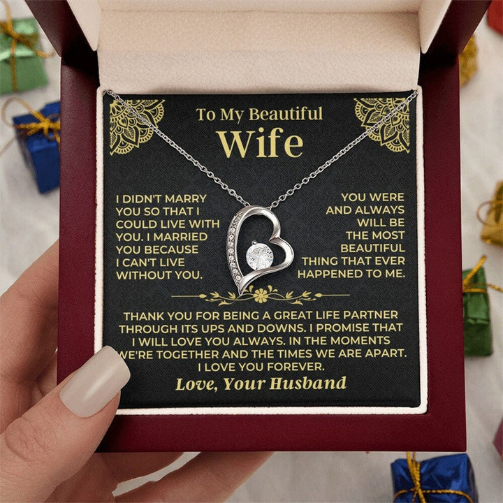 Eternal Love Floating Heart Necklace Personalized Gift Set for Her To My Daughter/Wife/Grandma/Mom/ Granddaughter(Gift Box & Card Included)