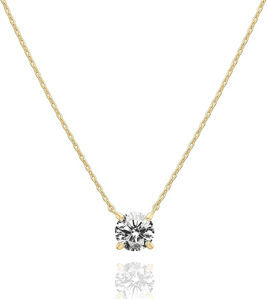 Classic 4-Prong Solitaire Necklace Minimalist Everyday Clavicle Chain