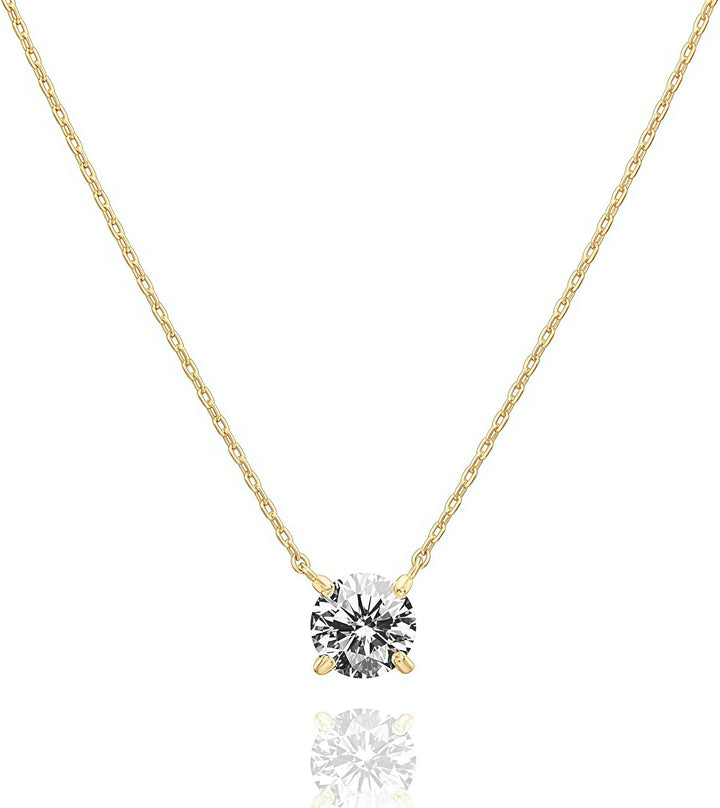 Classic 4-Prong Solitaire Necklace Minimalist Everyday Clavicle Chain