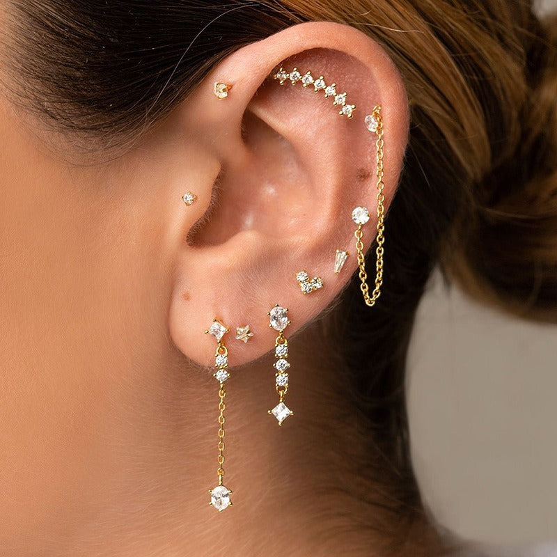 18K Gold Earring Set Celestial, Butterfly Western Charms