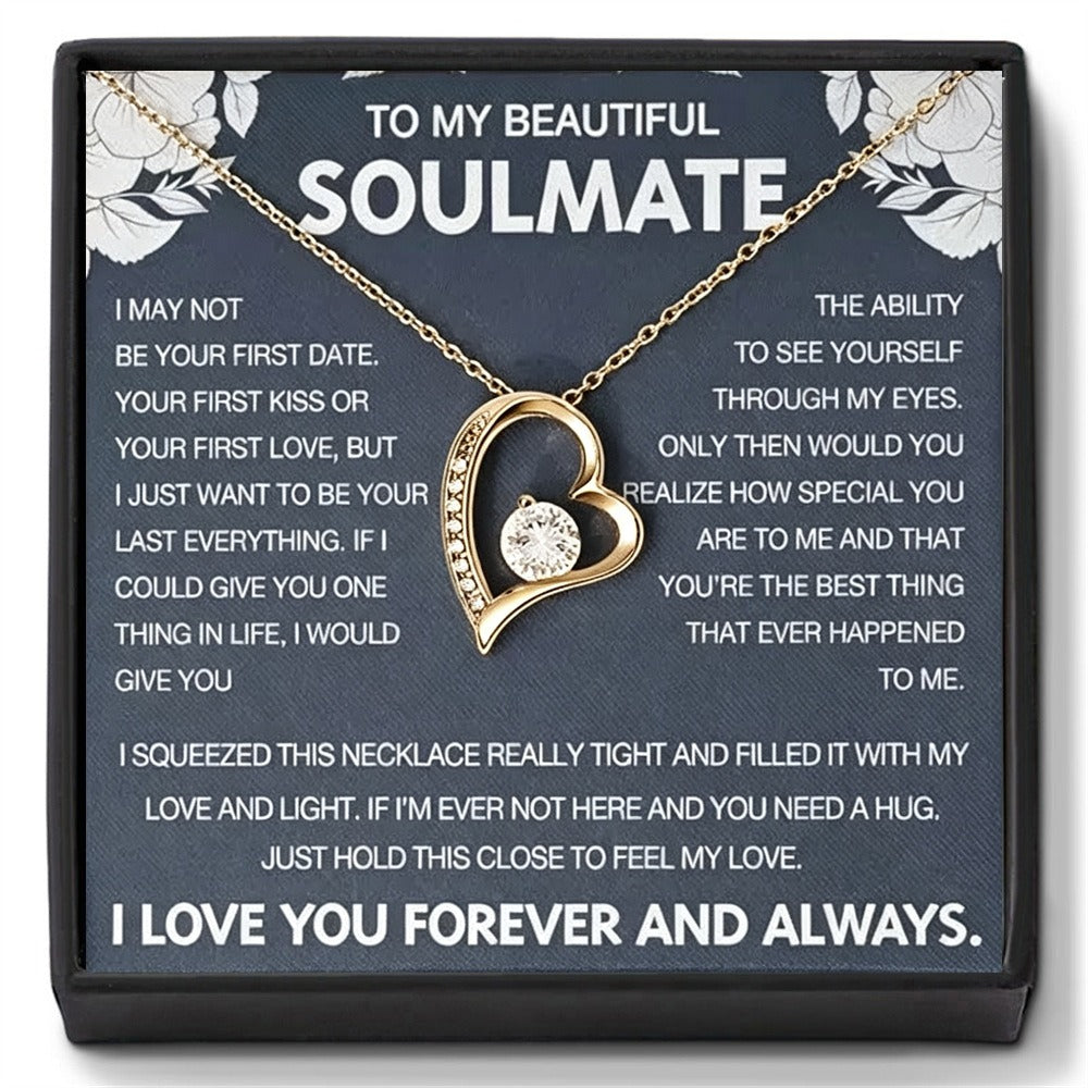 Eternal Love Floating Heart Necklace Personalized Gift Set for Her To My Daughter/Wife/Grandma/Mom/ Granddaughter(Gift Box & Card Included)