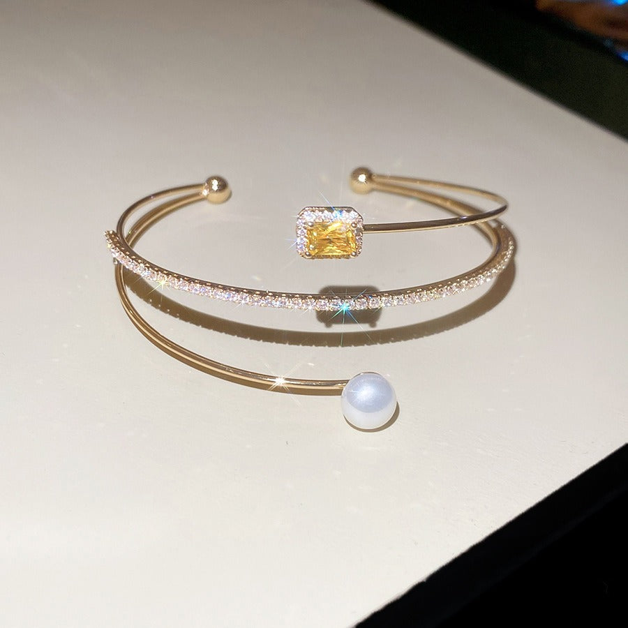 French Vintage Double-Layer Open Cuff Bracelet