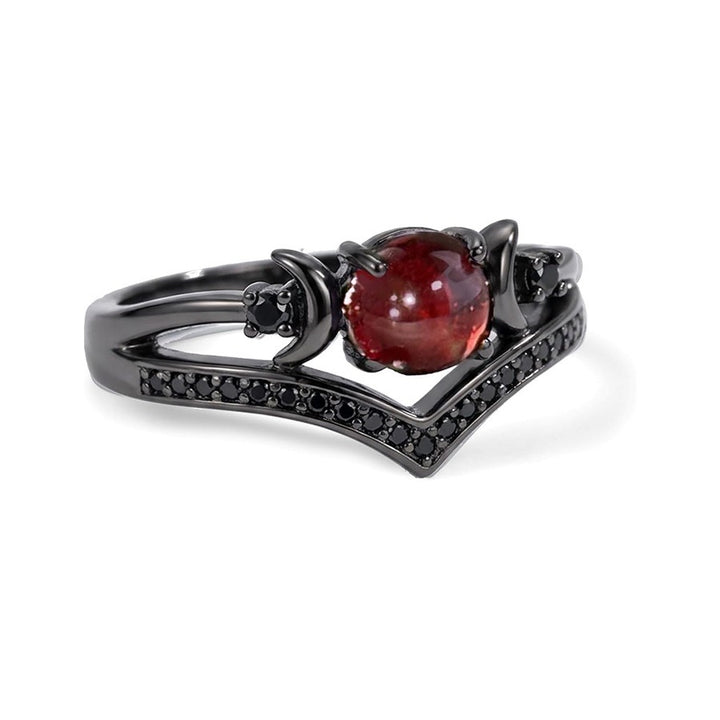 Crescent Moon Gemstone Ring