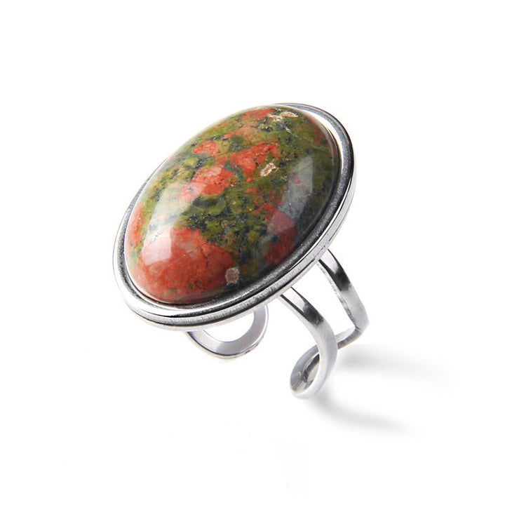 Vintage Natural Gemstone Open Ring