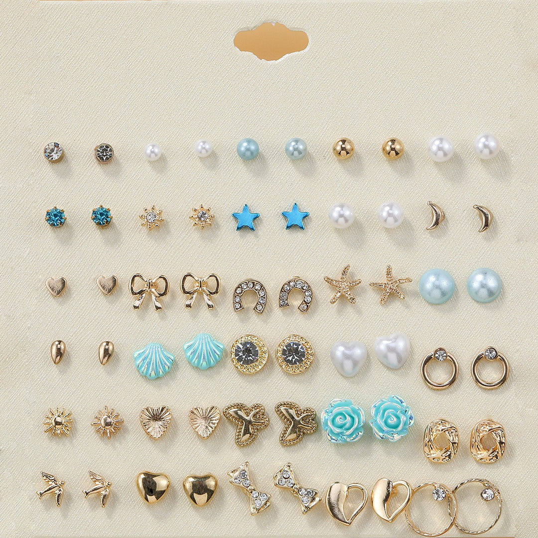 30-Piece Stud Earring Set Mix & Match Stars, Flowers & Pearls