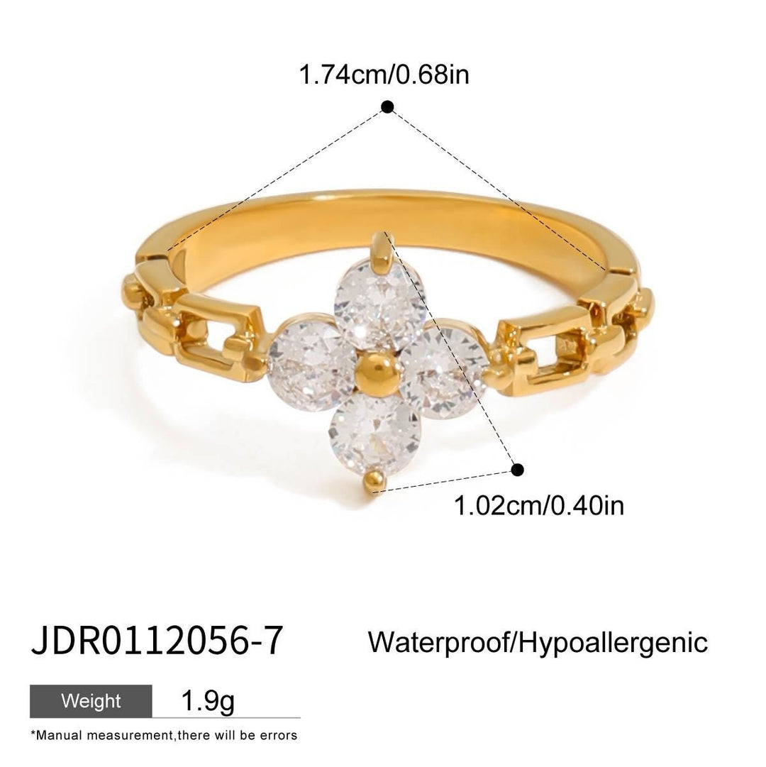 18K Gold Waterproof Stainless Steel Rings & Finger Bracelet Set