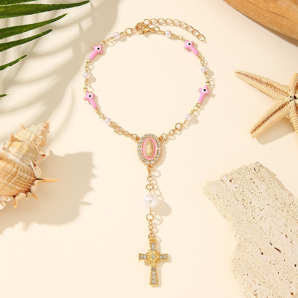 Vintage Faith & Pearl Beaded Bracelet