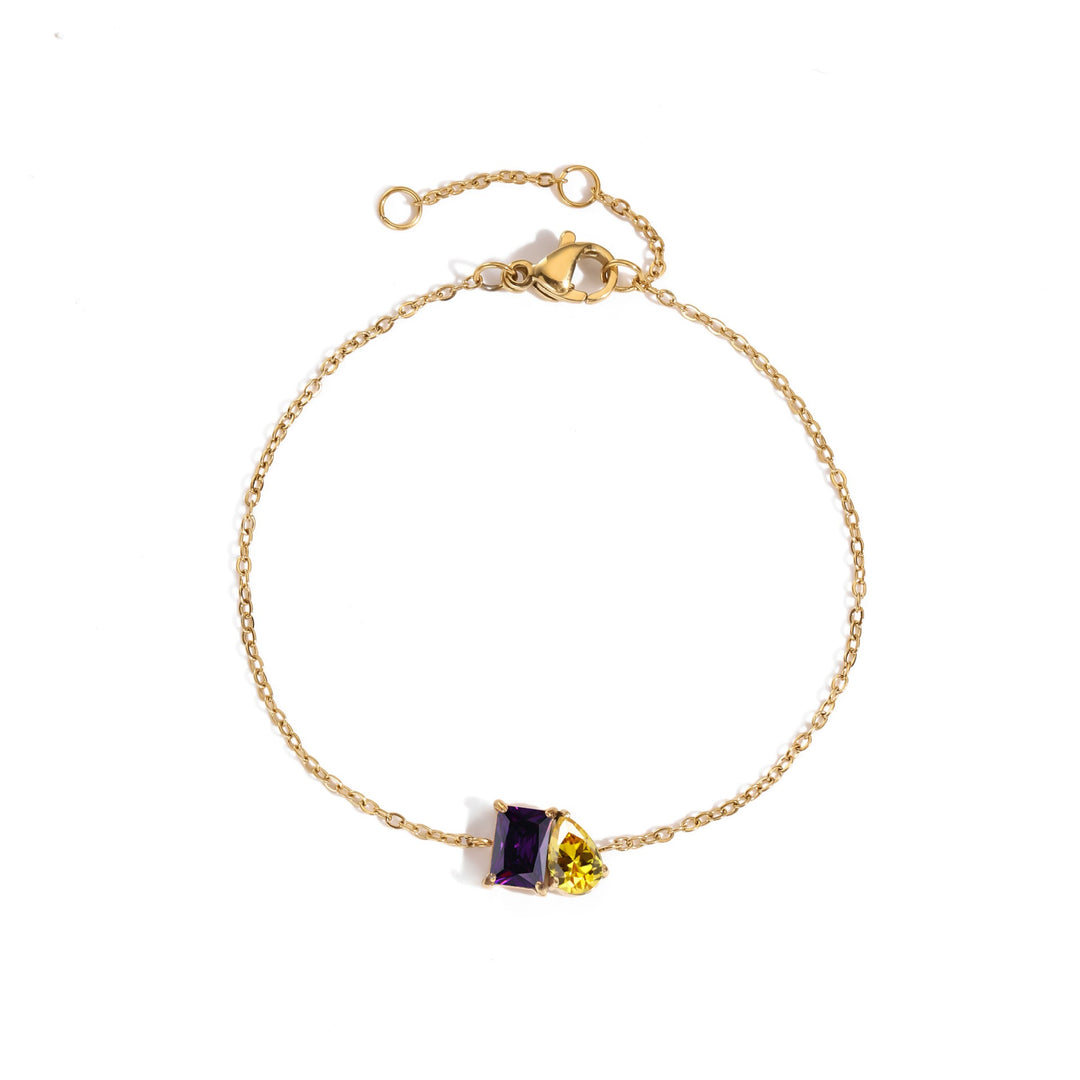 18K Gold Toi et Moi Birthstone Bracelet